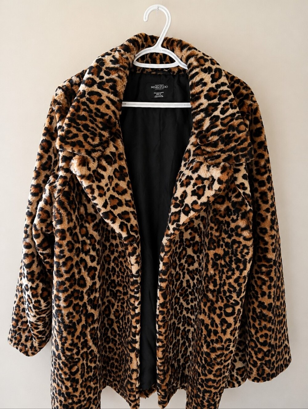 Michel Studio Leopard-Print Teddy Jacket in Brown and Tan